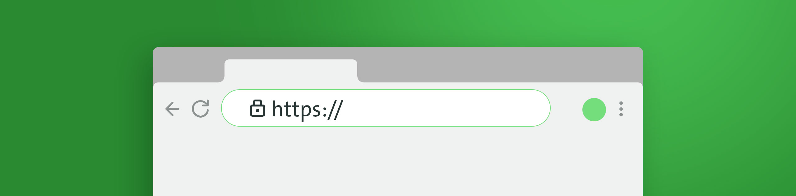 Darstellung einer Browser-Adresszeile mit grünem Hintergrund. In der Adresszeile ist ein Sicherheitsschloss-Symbol zu sehen, gefolgt von "https://", was auf eine sichere, verschlüsselte Verbindung hinweist.